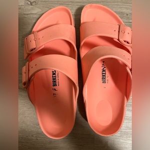 Coral Birkenstocks, waterproof, size 37